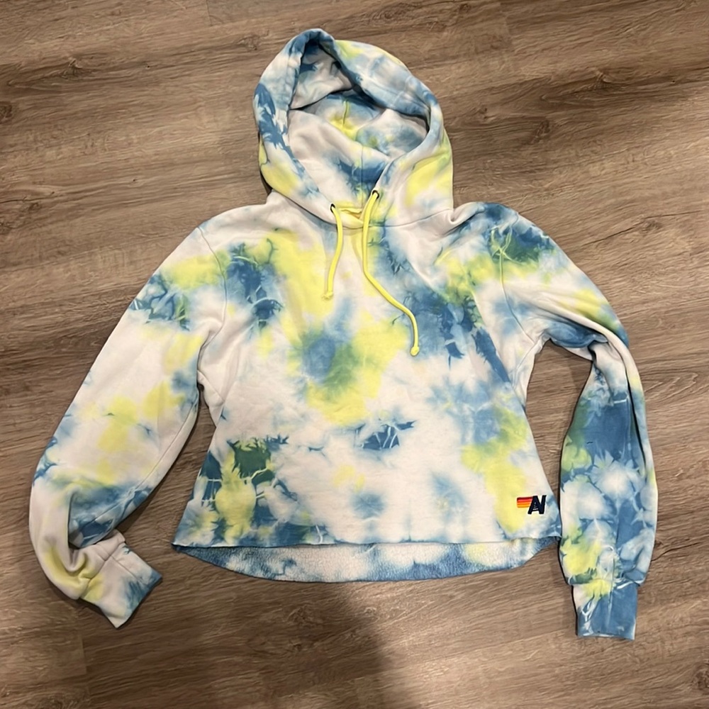 Aviator Nation Hoodie Pullover Cropped Tie Dye Small